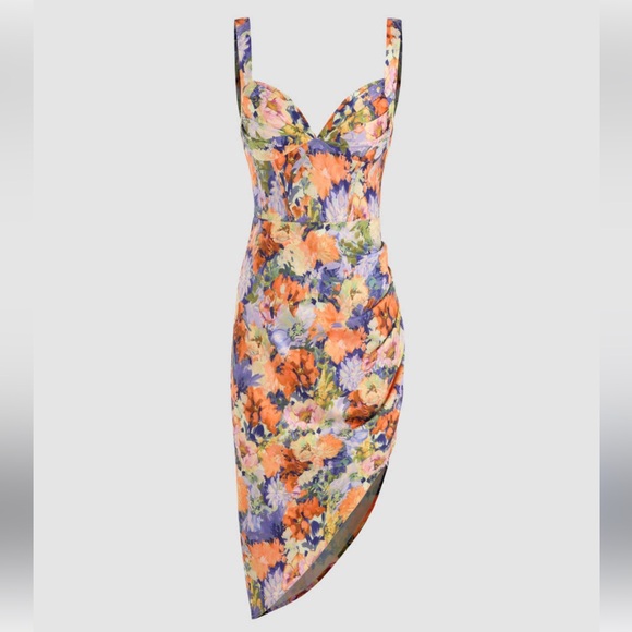 Cider Dresses & Skirts - CIDER ASYMMETRIC HEM FLORAL MIDI DRESS S